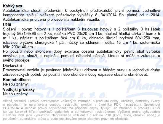 Agba Autolékárnička Plastová Bílá 206/2018 - popis