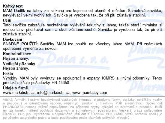 Mam Savička Na Lahev Nevylévací 4+m - popis