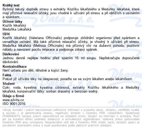 Bylinný Tekutý Na Spaní Kozlík+meduňka 500ml - popis