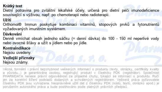 Orthomol Immun 30 Denních Dávek - popis