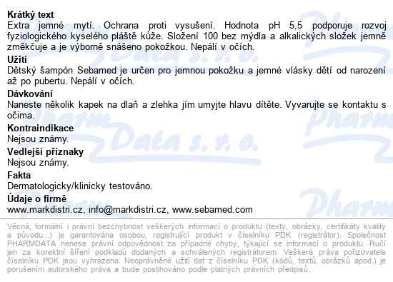 Sebamed Dětský šampón 150ml - popis