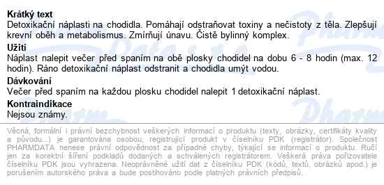 Detoxikační Náplasti 20 Ks - popis