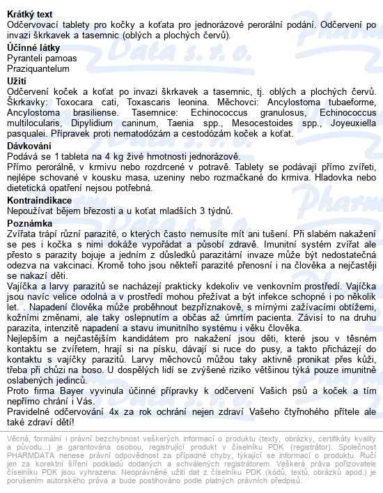 Drontal kočky 24 tablet - popis