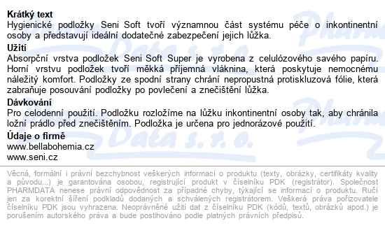 Seni Soft Super podložky absorpční 40x60cm, 850ml, 30ks - popis