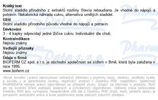 Natusweet Stevia Liquid 100ml - popis
