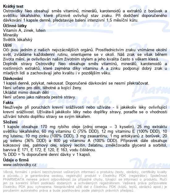 Ostrovidky Neo - Akční Balení Cps.30+15 - popis