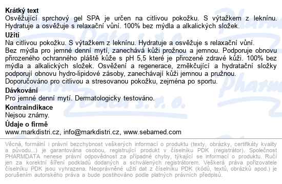 Sebamed Sprchový Gel Spa 200ml - popis