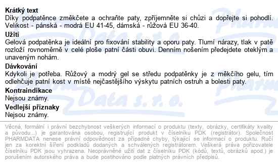 Podpatěnka Gelová Pánská Vel.41-45 2ks Or 12p - popis