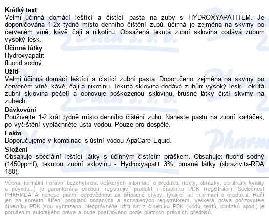 Apacare Polish Pasta S Hydroxyapatitem 20ml - popis