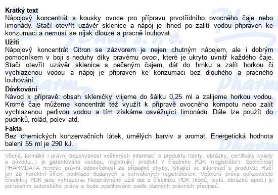čaj Pečený Notea Citron Se Zázvorem 55ml - popis
