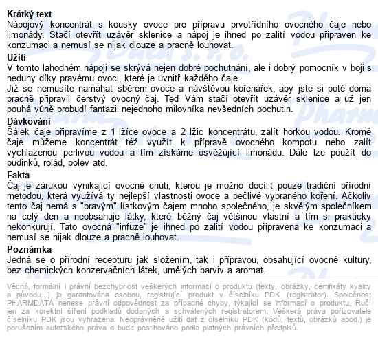 čaj Pečený Notea Višeň S Kardamomem 55ml - popis