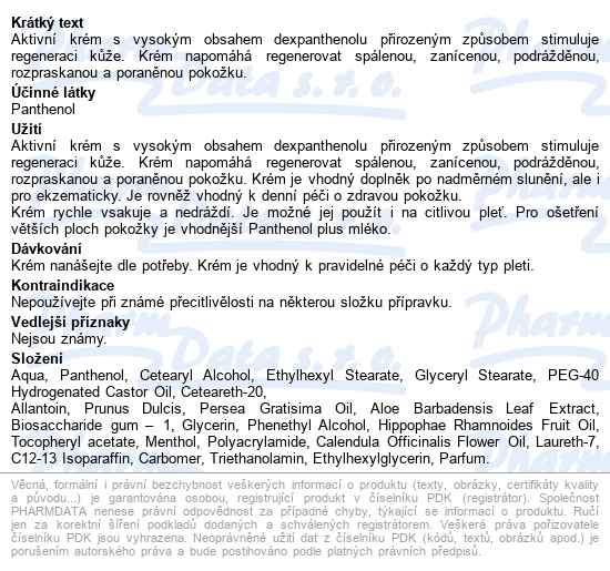 Green Idea Panthenol+ Krém 11% 50ml - popis