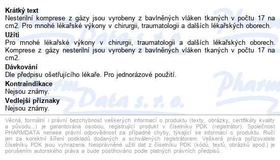 Matopat Matocomp kompresy z gázy nesterilní 5cmx5cm,8 vrstev,17 nit - popis
