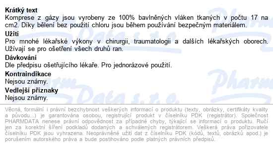 Matopat Matocomp kompresy z gázy nesterilní 7,5cmx7,5cm,8 vrstev,17 - popis
