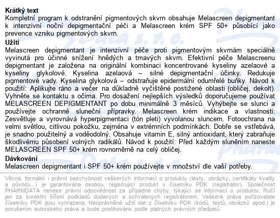 Ducray Melascreen Péče 30ml+výživný Kr.spf50+ 40ml - popis