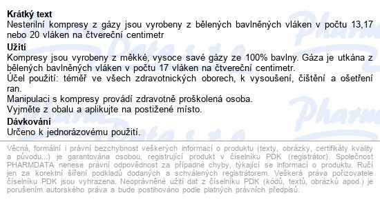 Gáza Kompr.nester.10x20cm/100ks 8vrst.steriwund - popis