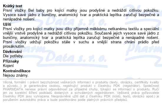 Bel Baby Prsní Vložky 30ks - popis