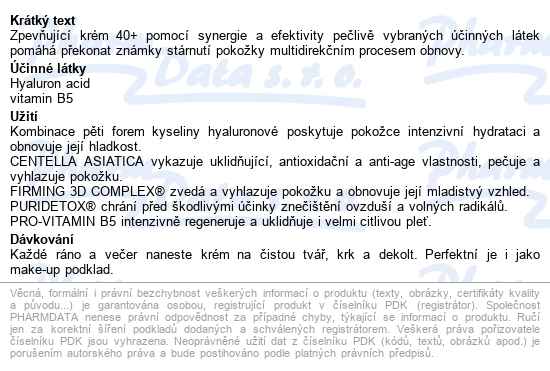 Eveline Hyaluron Clinic 40+ Denní/noční Krém 50ml - popis