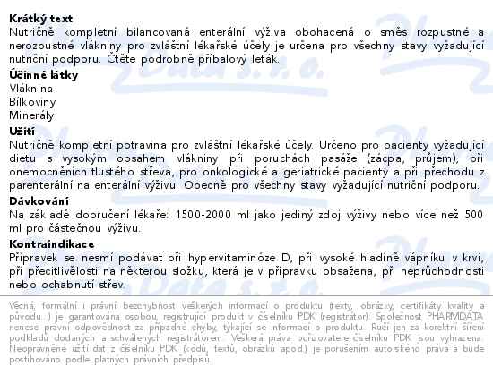 Isosource Standard Fibre Neutrální perorální roztok 1000ml - popis