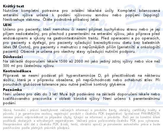 Isosource Standard Neutrální perorální roztok 1000ml - popis