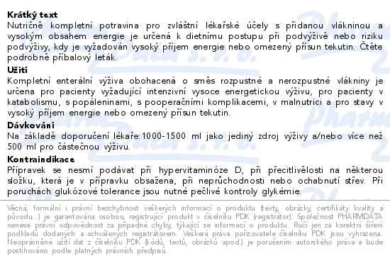 Isosource Energy Fibre Neutrální perorální roztok 1000ml - popis