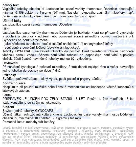 Gynocaps Vaginální Tobolky 14ks - popis