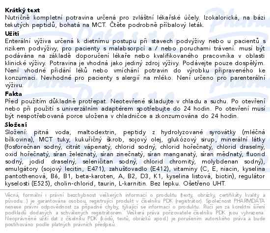 Peptamen Neutrální perorální roztok 500ml - popis