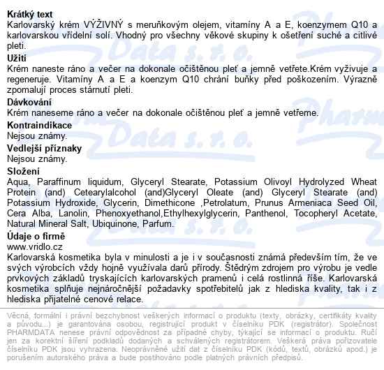 Karlovarský Krém Výživný 50ml - popis