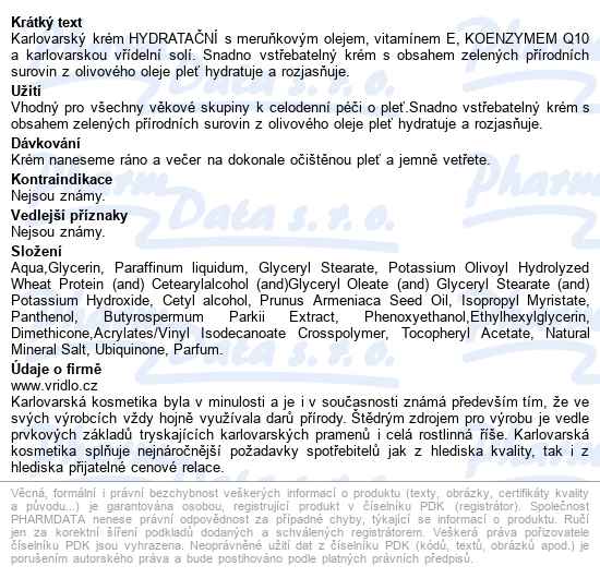 Karlovarský Krém Hydratační 50ml - popis