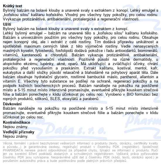 Bio Bione Cannabis Bylin.bal.kaštan Koňský 300ml - popis