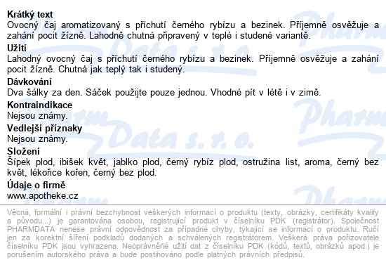 Apotheke černý Rybíz A Bezinky čaj 20x2g - popis