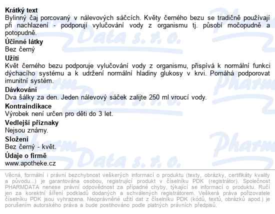 Apotheke černý Bez Květ čaj 20x1.5g - popis