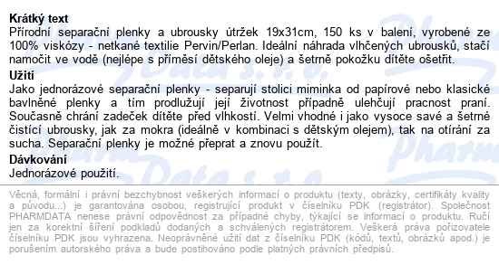 Puero Dětské Separační Plenky A Ubrousky 150ks - popis