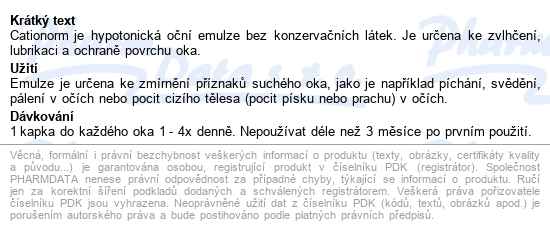 Cationorm Oční Emulze 10ml - popis