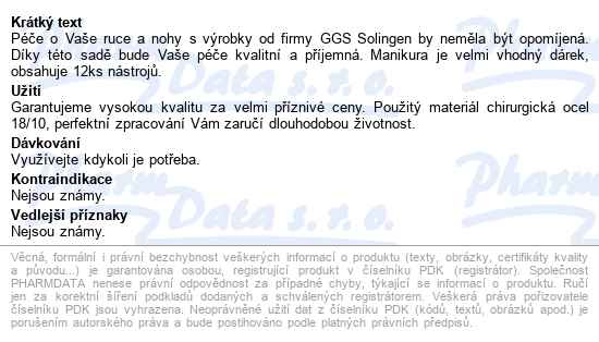 Manikura A Pedikura Set 12dílů Ggs Solingen No 316 - popis
