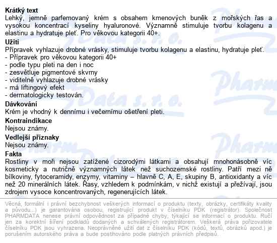 Ryor Mořské řasy Krém Kys.hyal.a Kmen.buňkami 50ml - popis