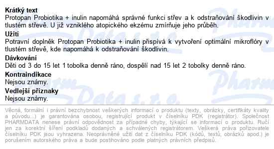 Protopan Lactobacillus + Inulin Tobolek 60 - popis