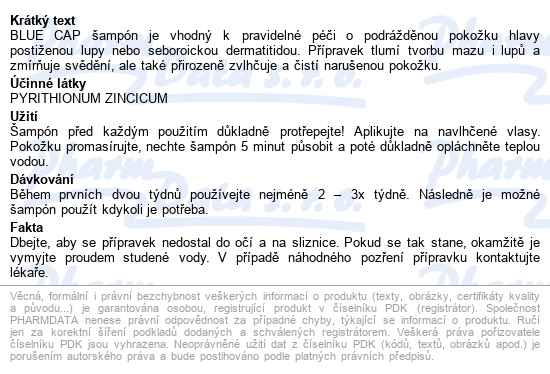 Bluecap šampón 400ml - popis