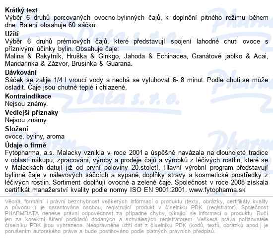Ovocno-bylinný Mix čajů Dárkový 60x2g Fytopharma - popis