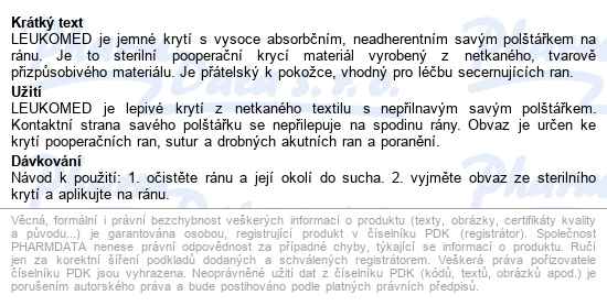 Leukomed 5cmx7,2cm sterilní krytí z netkané textilie s polš - popis