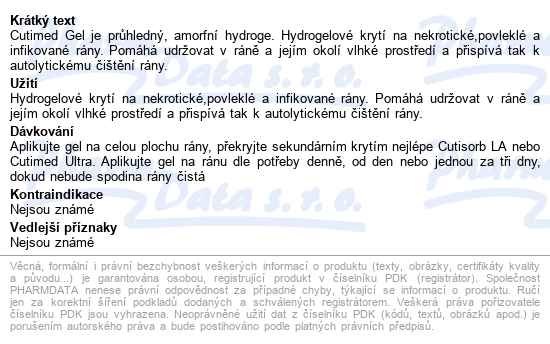 Cutimed Gel 25g tuba průhledný amorfní gel k čištění a udržová - popis