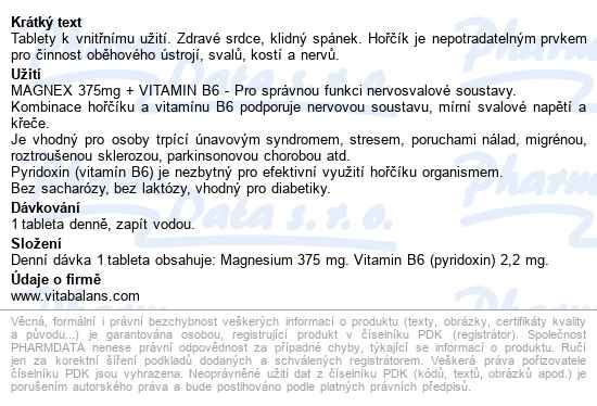 Magnex 375mg+b6 Tbl.250 - popis