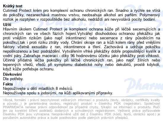 Cutimed Protect Cream Ochranný Krém Na Kůži 90g - popis