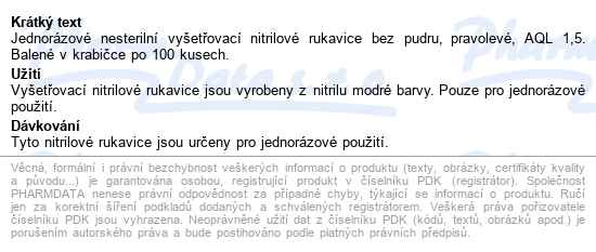 Rukavice Nitrilové Maxter Bezpudrové Vel.l 100ks - popis