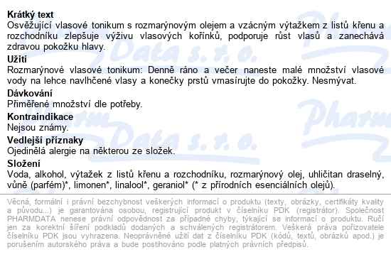 Weleda Rozmarýnové Vlasové Tonikum 100ml - popis