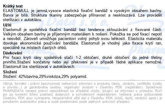 Elastomull 10cmx4m obinadlo elastické fixační měkká bandáž ba - popis