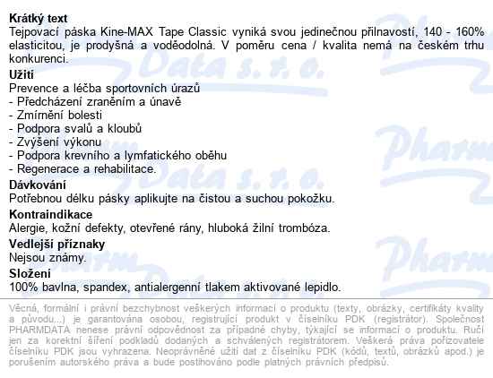Kine-max Classic Kinesiology Tape žlutá 5cmx5m - popis