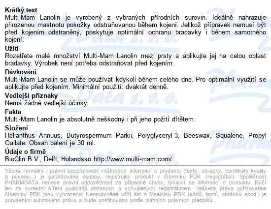 Multi-mam Lanolin 30ml - popis