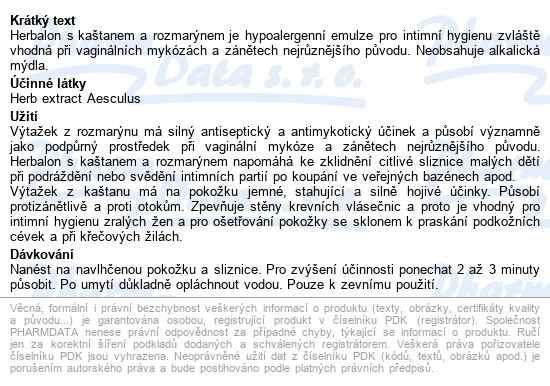 Herbalon S Kaštanem A Rozmarýnem 200g - popis