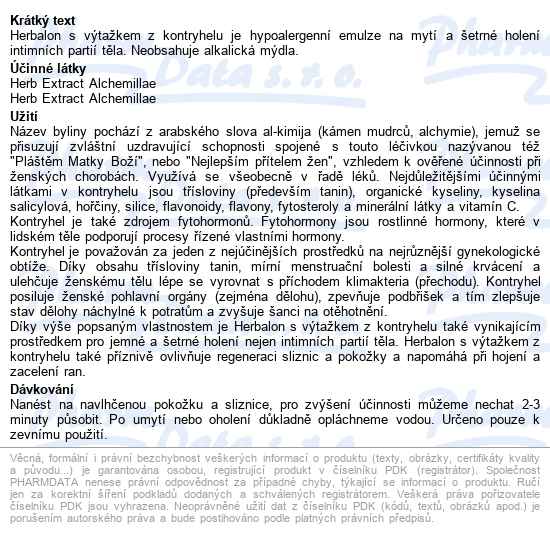 Herbalon S Výtažkem Z Kontryhelu 200g - popis